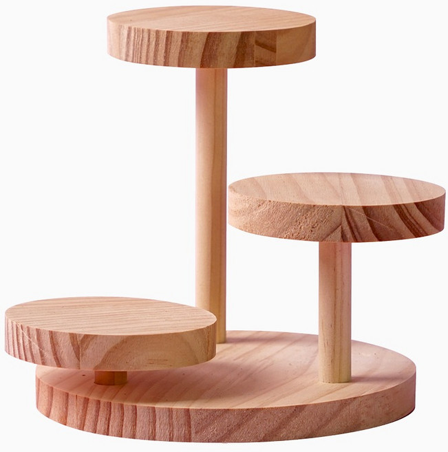morningscent 인테리어 장식 간편한 소품 전시 받침대 계단식 원목 스툴, 3단