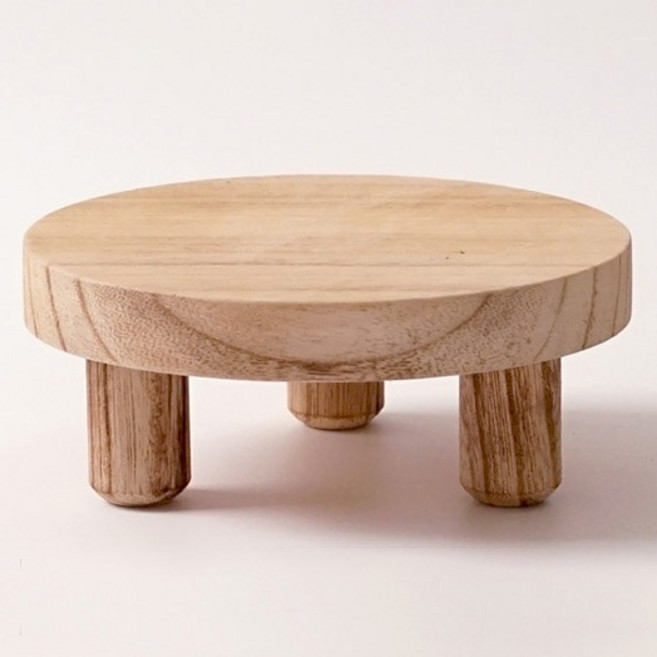 morningscent 인테리어 장식 간편한 소품 전시 원형 스툴 원목 화분 받침대, 혼합색상, 1개