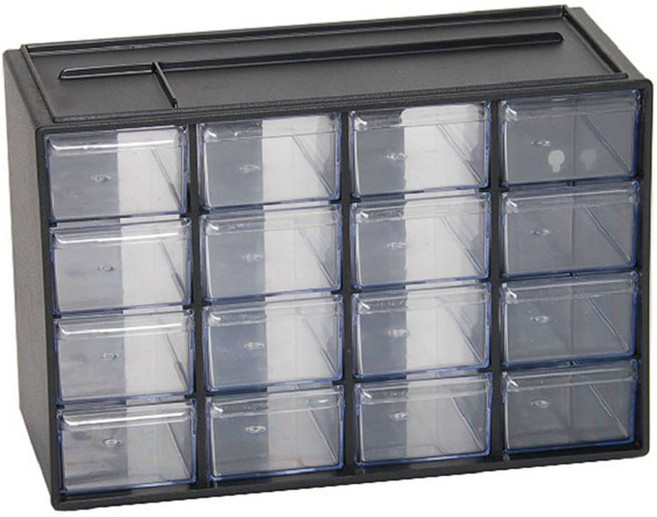 아이리스 부품 수납 정리함 PC-30, 블랙, 1개