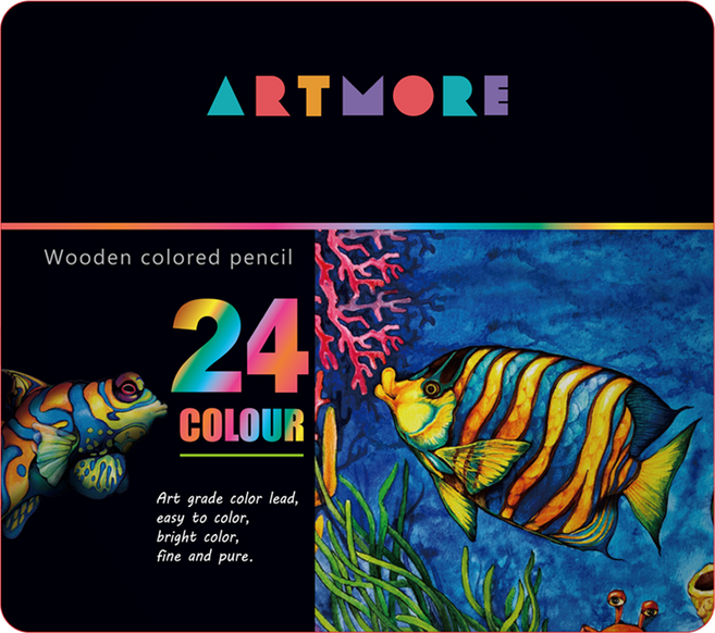 아트모아 전문가용 색연필 틴케이스, 24색, 1개