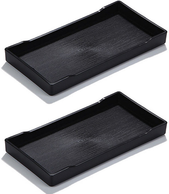 오엔리빙 논슬립 나뭇결 다용도 사각 트레이, 블랙, 2개