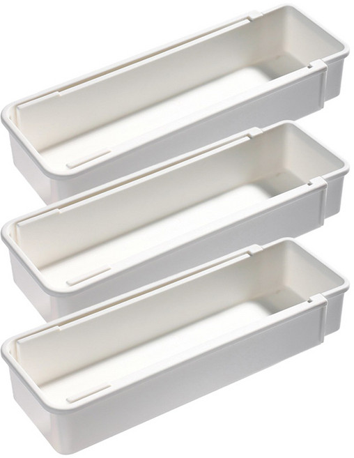 달콤상점 길이조절 수저 정리함 주방 트레이, 화이트, 3개