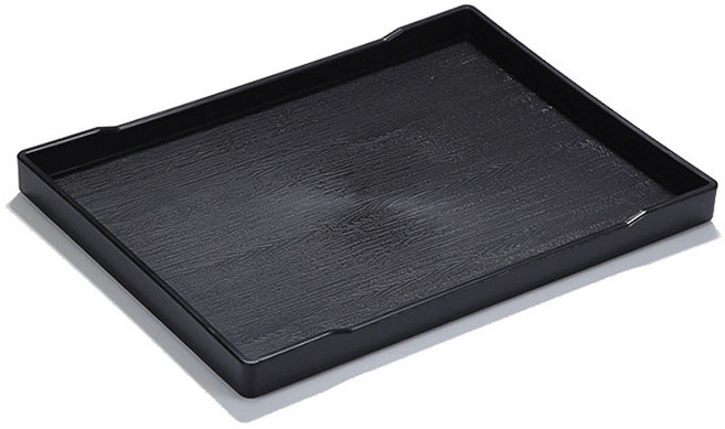 오엔리빙 논슬립 나뭇결 다용도 사각 트레이, 블랙, 1개