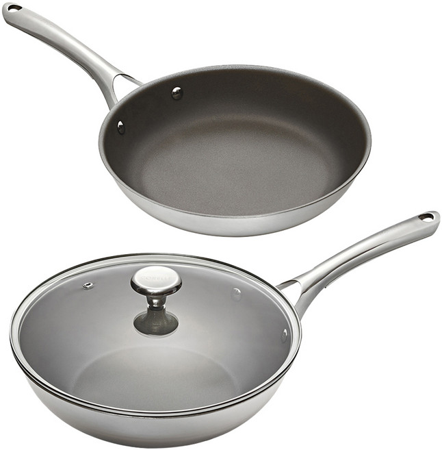 Corelle Brands 康寧餐具 DuraNano 電磁爐平底鍋 + 炒鍋 2件組, 1套, 平底鍋 28cm + 炒鍋 28cm, 單一顏色