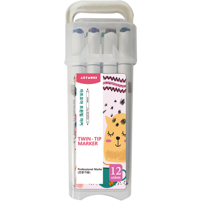 아트모아 알콜유성 트윈팁 마커펜 전문가용 세트, 12색, 1세트