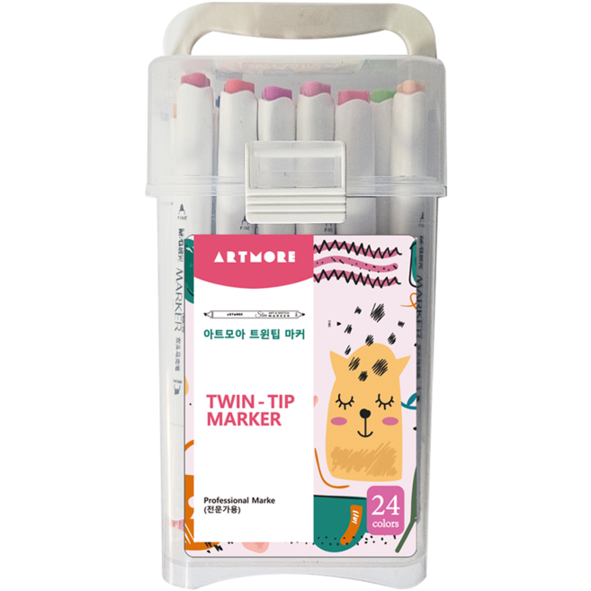 아트모아 알콜유성 트윈팁 마커펜 전문가용 세트, 24색, 1세트