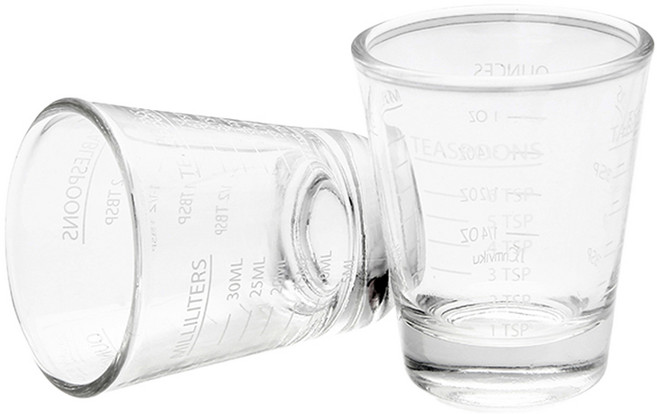 프렌치마르스 화이트 눈금 용량체크 에스프레소잔 CM020, 투명, 2개