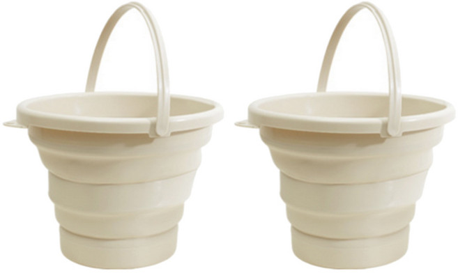 접이식 양동이 5L, 베이지, 2개