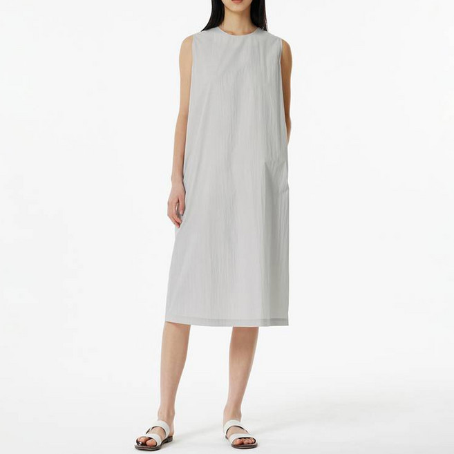 JAJU (JAJU) 女款清爽無袖連身裙, 灰色