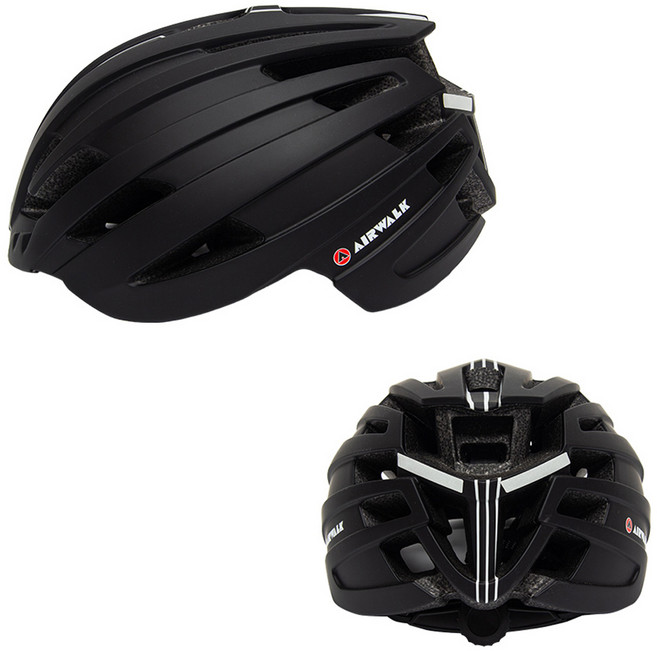 에어워크 KC인증 에어로 1000 IN몰드 초경량 자전거 킥보드 인라인 헬멧, 블랙, 1개