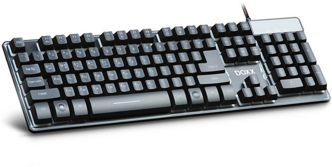 DOXX 비키스타일 동시입력 게이밍 유선 키보드, 블랙, DX-LK30 LED 플런저키보드, 제조사축