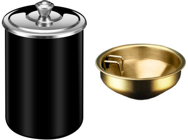 냄새차단 뚜껑 고급형 스테인리스 재떨이, 블랙, 1개