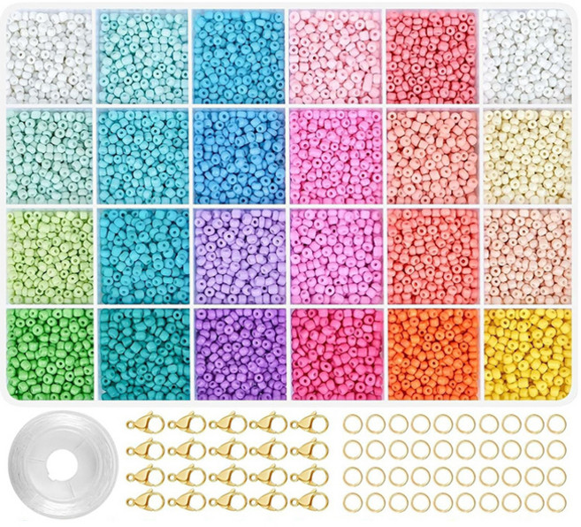 윰스 비즈 팔찌 반지 24색 DIY 세트, 비비드, 1세트
