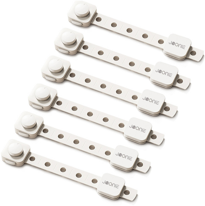 주니 아기 길이조절 다이얼 밴드형 이중 서랍 안전 잠금장치, 화이트, 6개