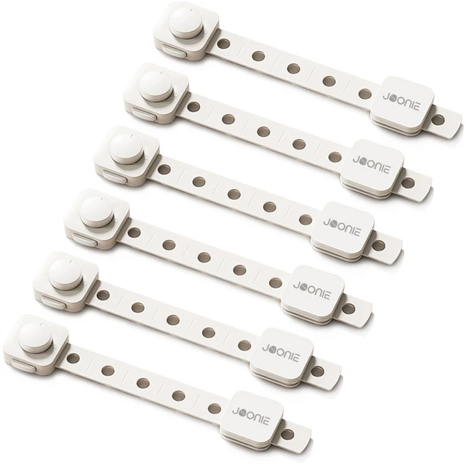 주니 아기 길이조절 다이얼 밴드형 이중 서랍 안전 잠금장치, 화이트, 6개 - 쿠팡