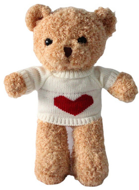 可愛毛絨熊玩偶, 1個, 淺棕熊款(愛心毛衣)