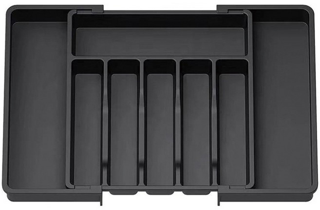 hillo 키다리 커트러리 수저 서랍 분리 정리함 트레이, 블랙, 1개