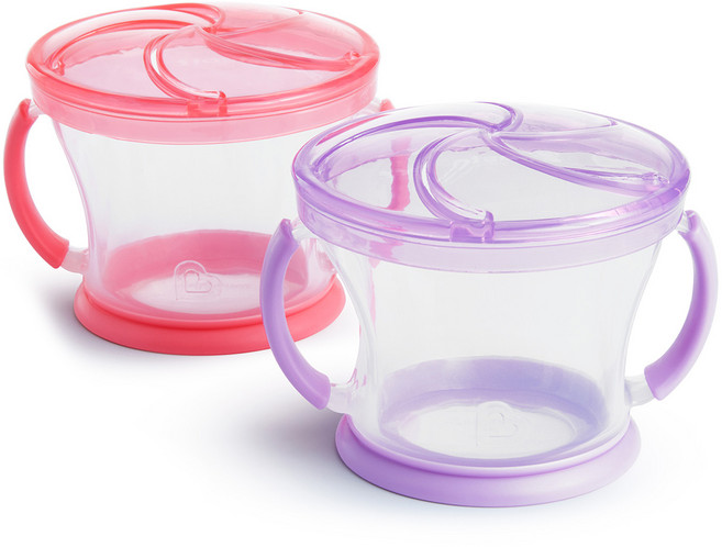 먼치킨 손잡이 흘림방지 스낵컵 2종 세트, 퍼플, 핑크, 1개