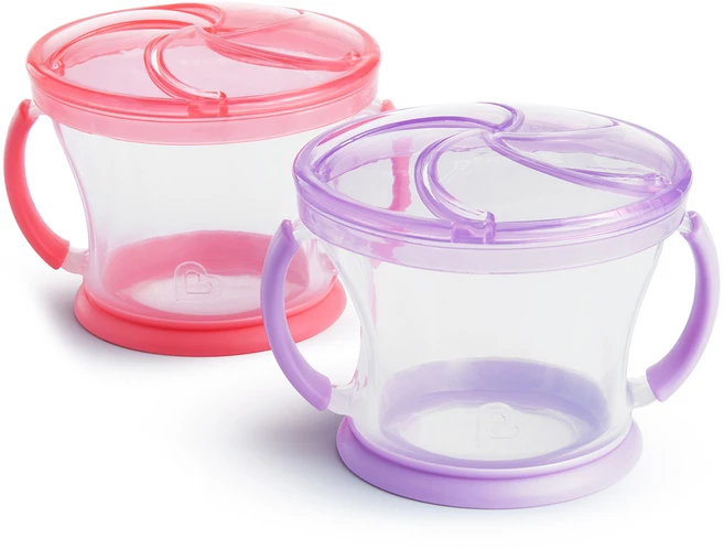 먼치킨 손잡이 흘림방지 스낵컵 2종 세트, 퍼플, 핑크, 1개 - 쿠팡