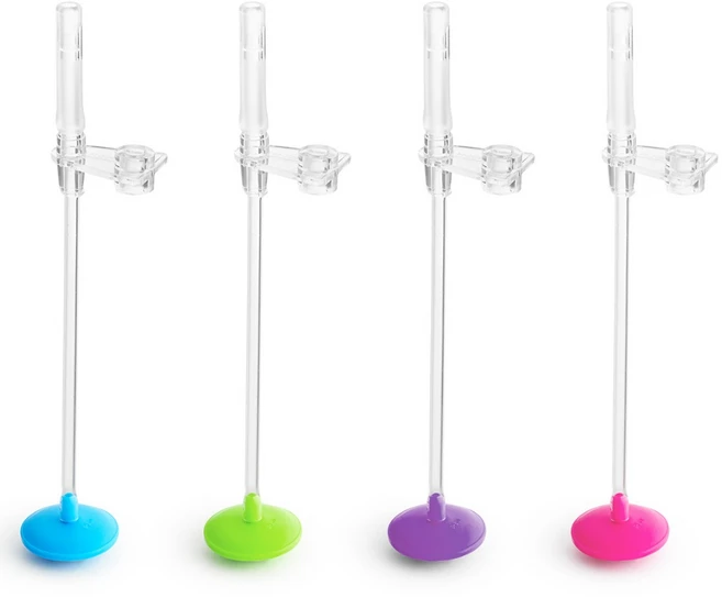 먼치킨 손잡이 추 빨대컵 207ml 교체용 빨대 리필 4종 세트, 1세트, 블루 + 그린 + 퍼플 + 핑크 - 쿠팡