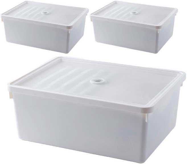 한샘 국내 제조 샘키즈 전용 리빙박스 + 뚜껑 세트, 화이트 + 반투명, 소(395 x 295 x 155 mm), 3세트