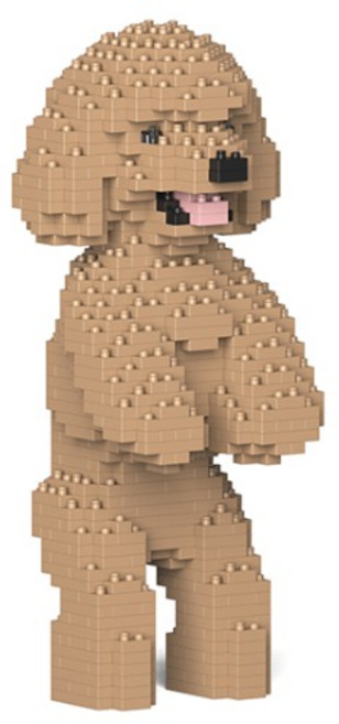 站立玩具貴賓犬狗狗積木 大型 M, 金色, 1個