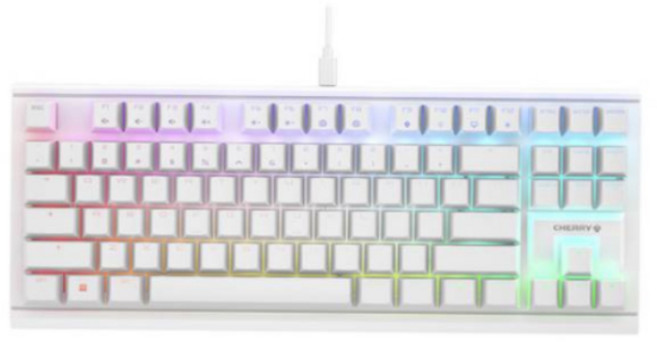 CHERRY MX 1.1 RGB TKL 電競機械式鍵盤, 白色, G80-3911HWAKR-0, 靜音紅軸