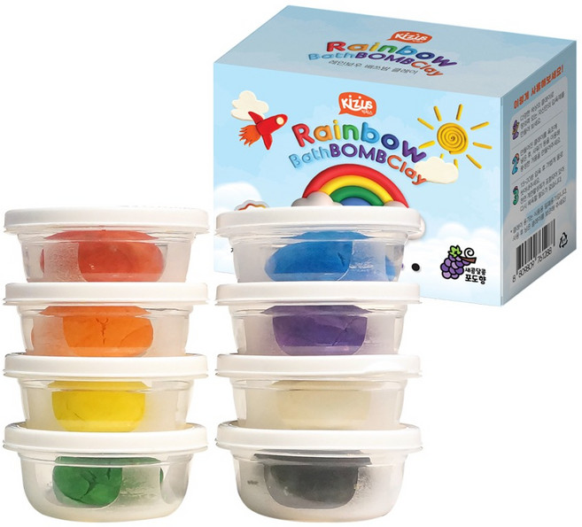 키저스 에코비 레인보우 클레이 버블 클렌저 배쓰밤 포도향 세트, 400g, 1세트