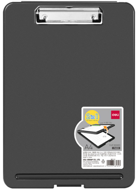 델리 2in1 멀티 클립보드 A4, 다크그레이, 1개