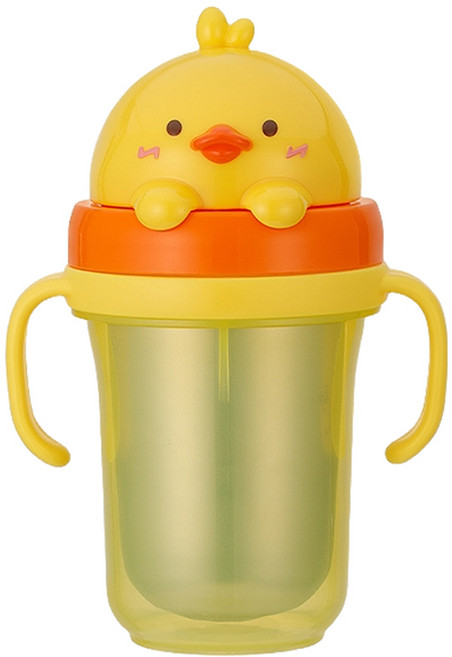 에디슨 프렌즈 흘림방지 이중 스텐 빨대컵2, 300ml, 1개, 오리더기