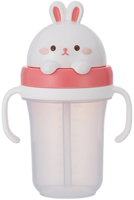 에디슨 프렌즈 흘림방지 입체 빨대컵2, 300ml, 1개, 흰토끼래니