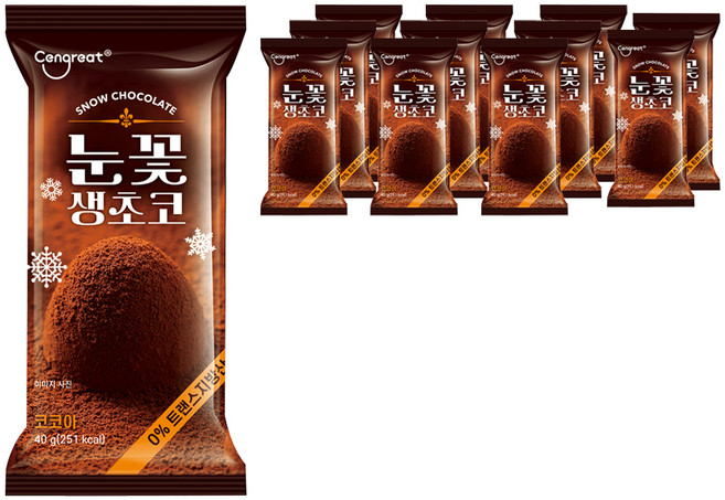 센그레이트 눈꽃 생초코 코코아, 40g, 12개