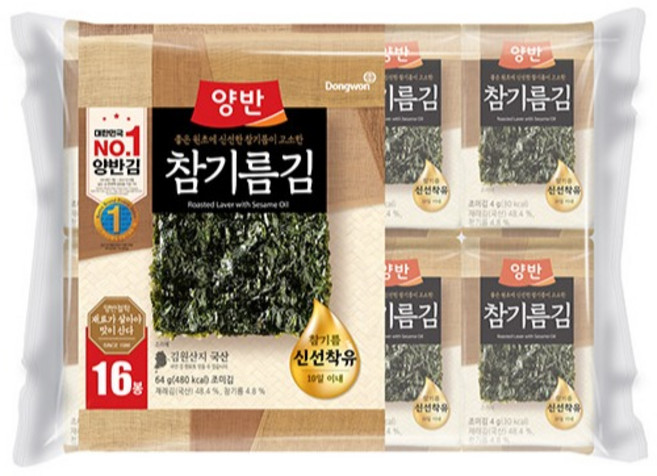 양반 참기름김, 4g, 16개