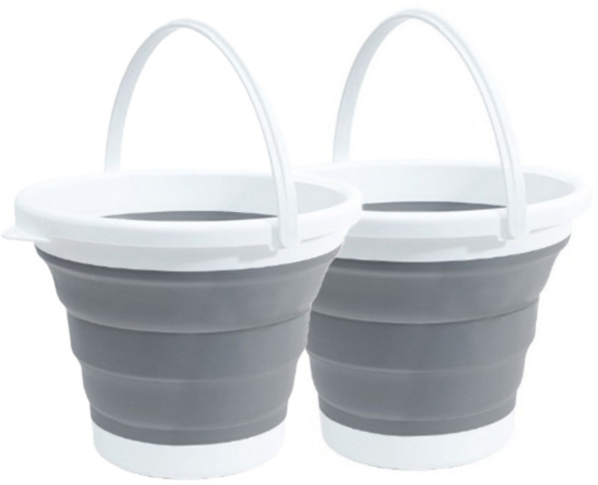 접이식 버킷 양동이 10L, 그레이, 2개