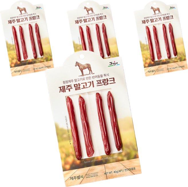 제주별식 강아지 프랑크 져키 4p, 말고기, 40g, 4개