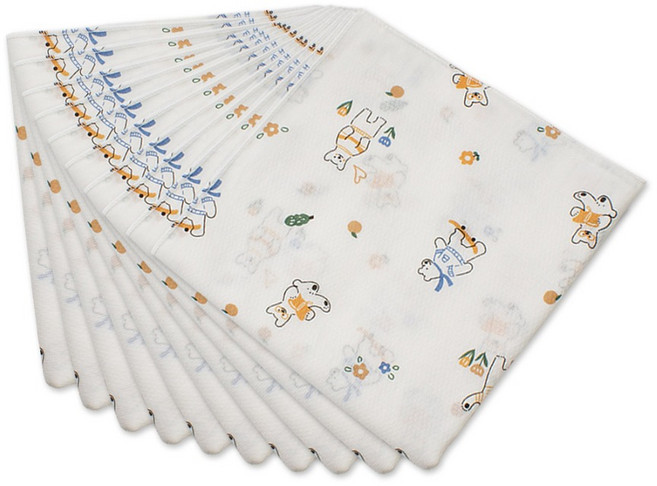 베이비베어 유아용 무형광 나염손수건 10p