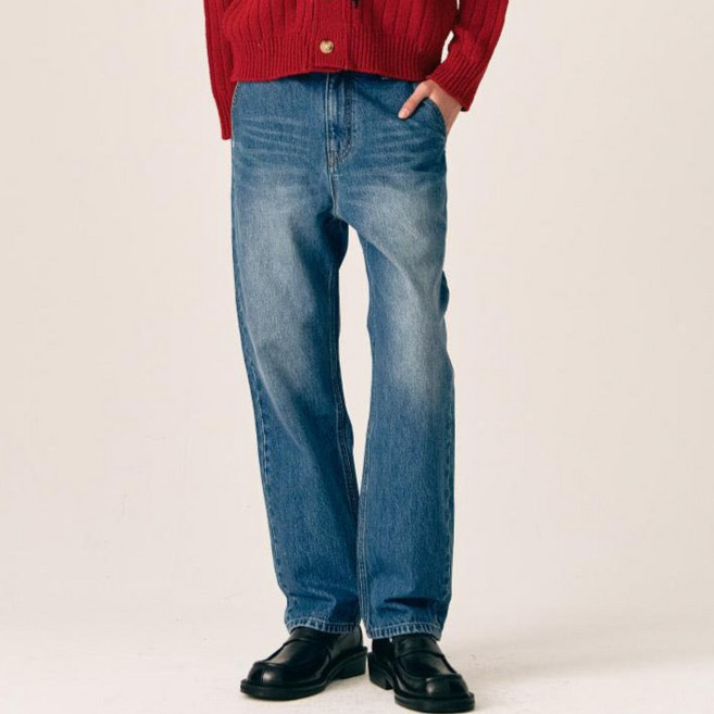 세터 남성용 포멀 스트레이트 데님 팬츠