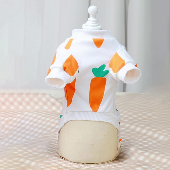 티티펫 강아지 당근 티셔츠, 화이트, 1개