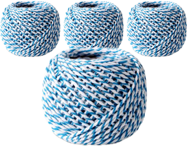 인디케이 트와인끈 2mm, 화이트 + 블루, 4개, 18m