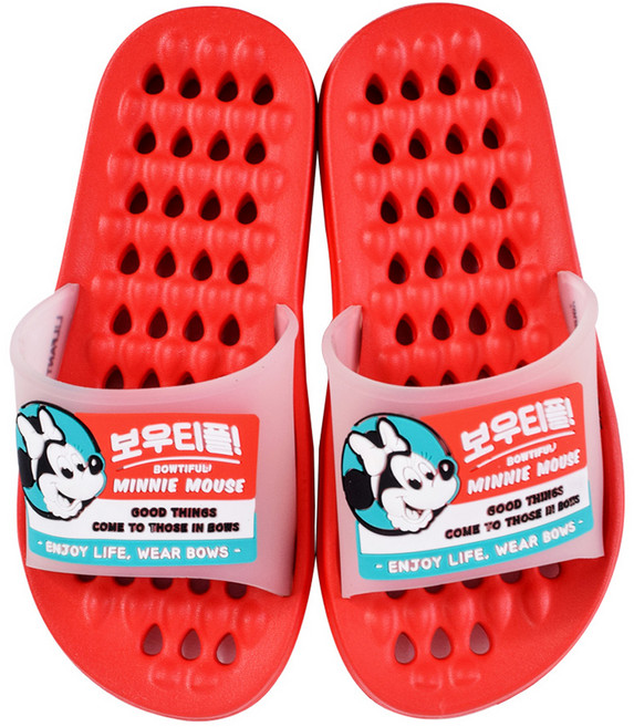 릴팡 아동용 미니 레트로 EVA 소프트 욕실화 MK6175, 레드, 1개