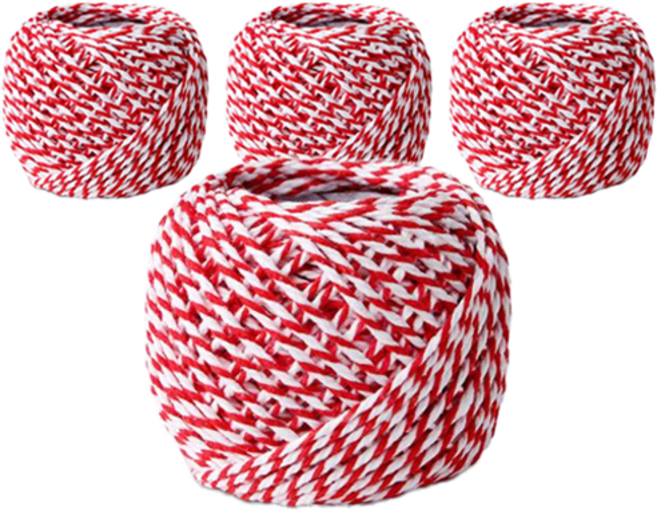 인디케이 트와인끈 2mm, 화이트 + 레드, 4개, 18m