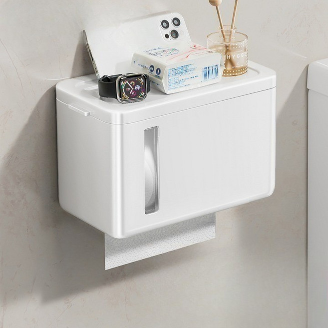 몰투유 무타공 벽걸이 휴지케이스, 화이트, 1개