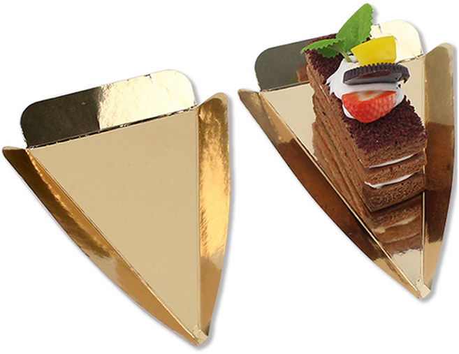 아이엔피 삼각 종이 조각 케익 받침 2호(7.5 x 11.5 x 2 cm), 골드, 30개