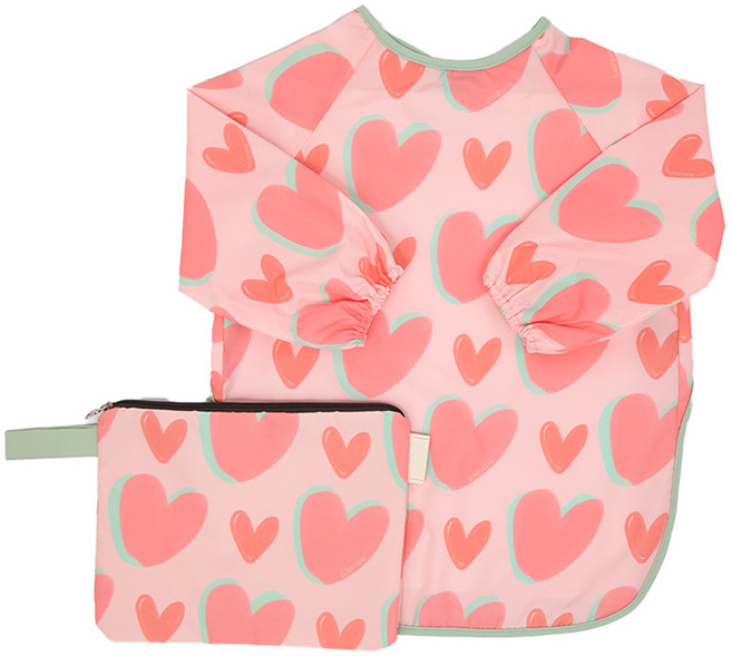 세맘스 유아용 방수 미술가운 + 파우치 세트, 로지