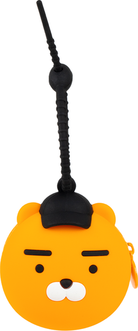 Kakao Friends 圓滾滾臉型 矽膠耳機多功能收納包, Ryan 帽子(黑色), 1個, 單一商品