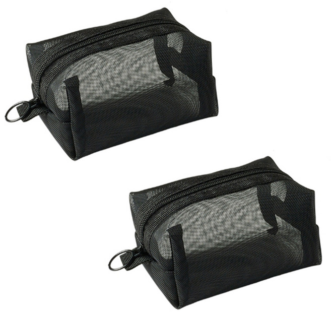 탑피아 휴대용 케이블 이어폰 파우치, 블랙, 2개