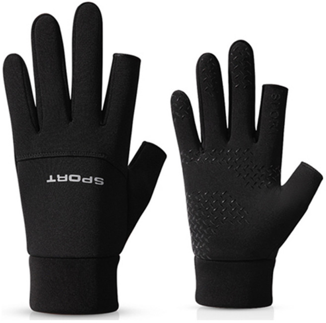 ABM 스포츠 방한 손가락 장갑 좌우세트, 블랙, 1세트
