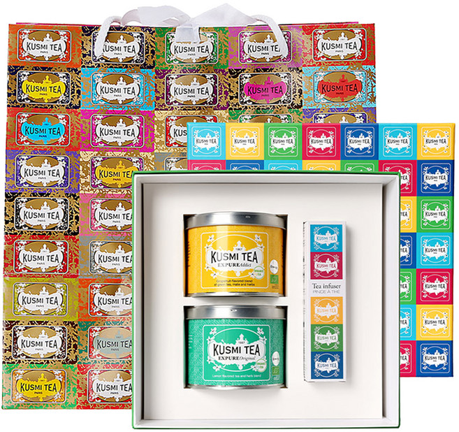 쿠스미티 웰니스 그린박스 선물세트 + 쇼핑백, 메탈틴 100g x 2종 + 인퓨저 스푼, 1세트