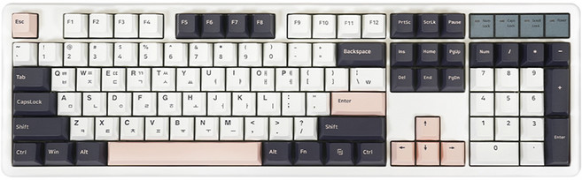 큐센 풀윤활 가스켓 유무선 기계식 키보드, 화이트, Q104 PBT, 하이무 저소음 바다소금