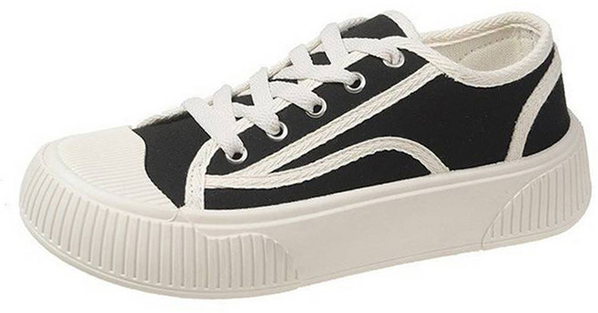 베이직스텝 여성용 플랫 통굽 키높이 스니커즈 EF078